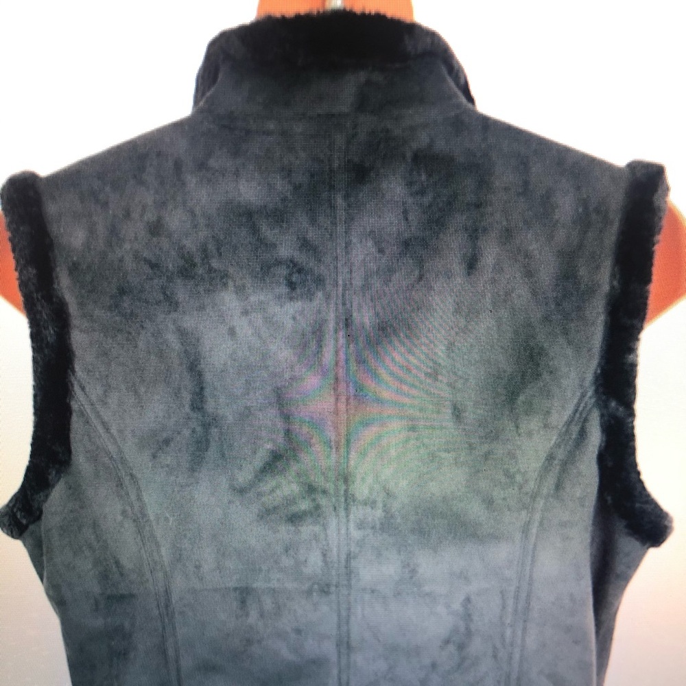 Grey and Black Faux Fur Vest by D & Co.